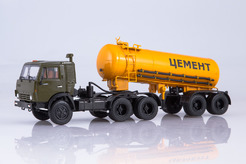Камаз 54112 с полуприцепом-цементовозом ТЦ-11 (хаки + оранжевый)
