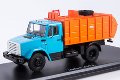ЗИЛ 4333 (МКМ-2), мусоровоз с боковой загрузкой (голубой + оранжевый)