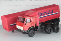 Камаз 5410 тягач со спойлером + тент "Россия" (красный + красный прицеп)