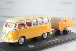 Volkswagen T1 Samba Bus, с прицепом 1951 г. (желтый+кремовый)