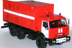 Камаз 43114, трехосный пожарный контейнеровоз (красный + белый)